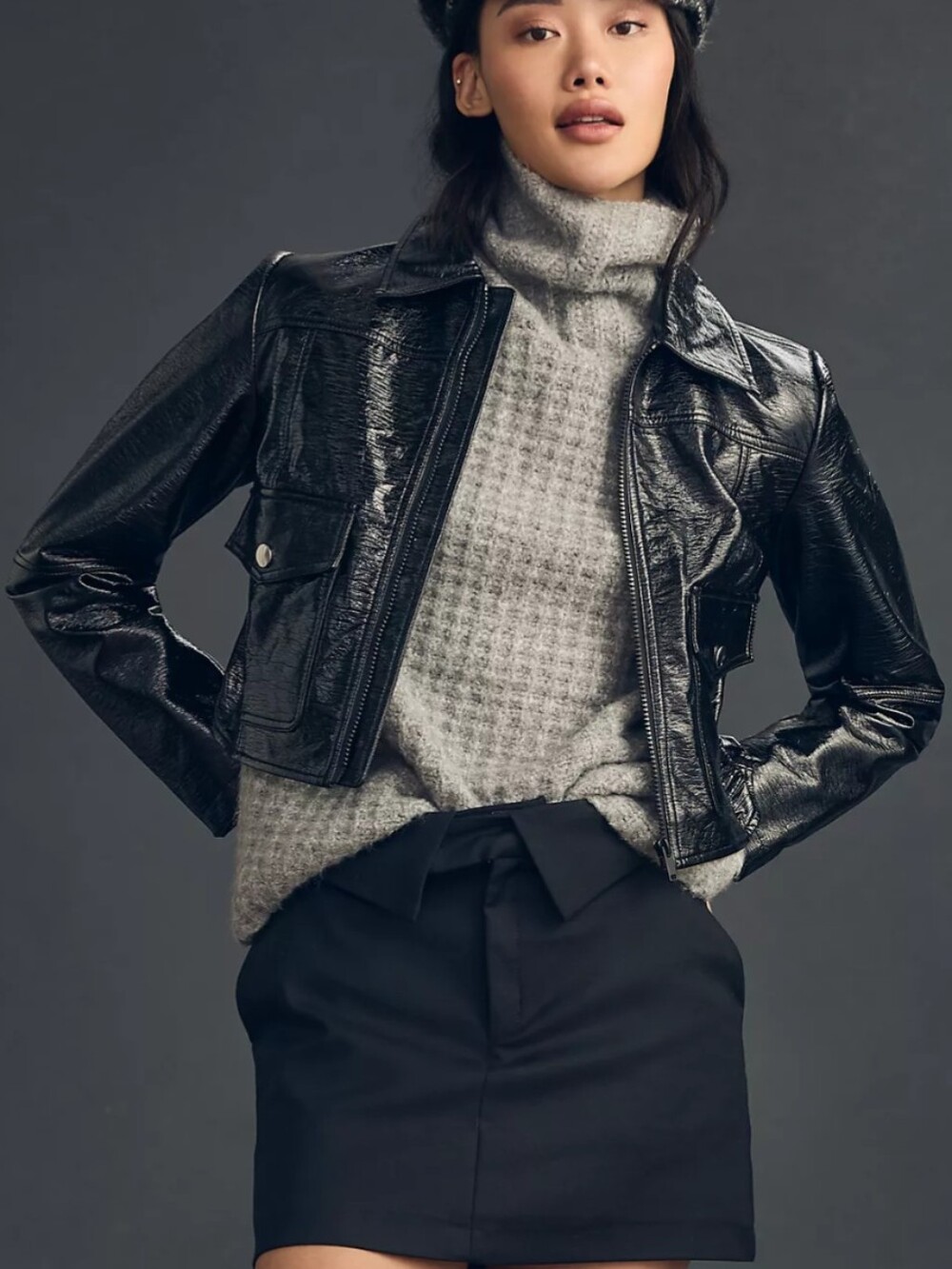 EUC Maeve By Anthropologie Faux Leather Crop Jacket Size XS